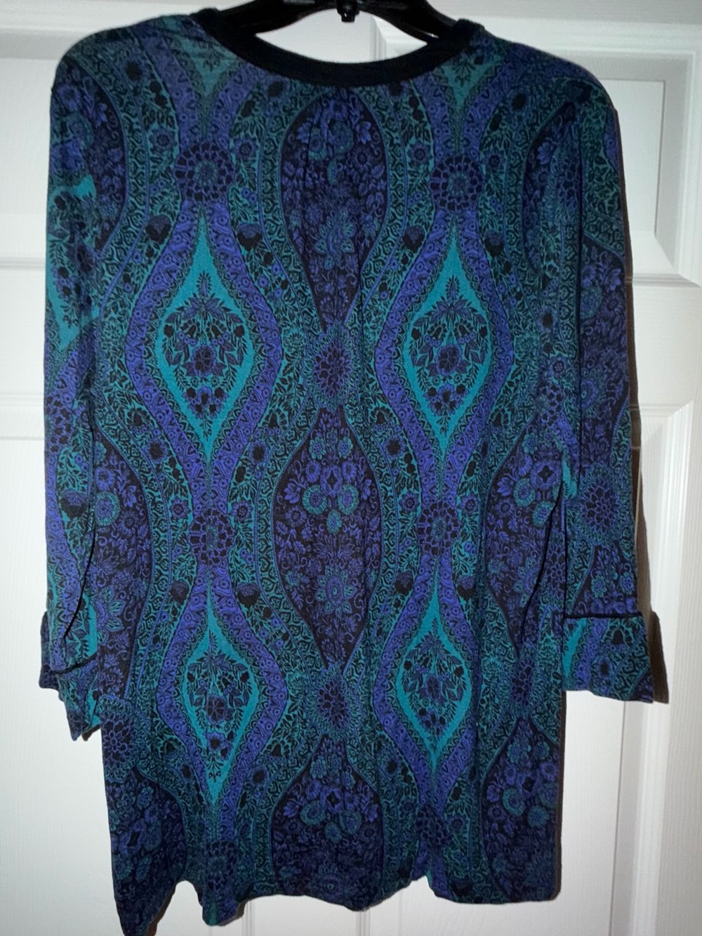 Soma Pajama Lounge Set Large Teal Blue Paisley Tunic Pants - Picture 3 of 10